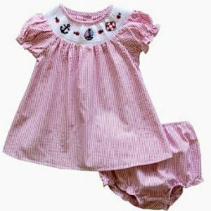 Nautical Smocked Dress w/Bloomers